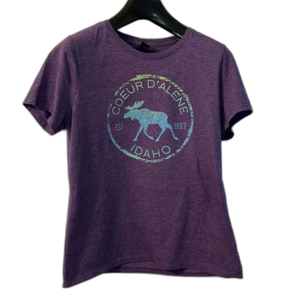 Purple Coeur d'Alene moose tee